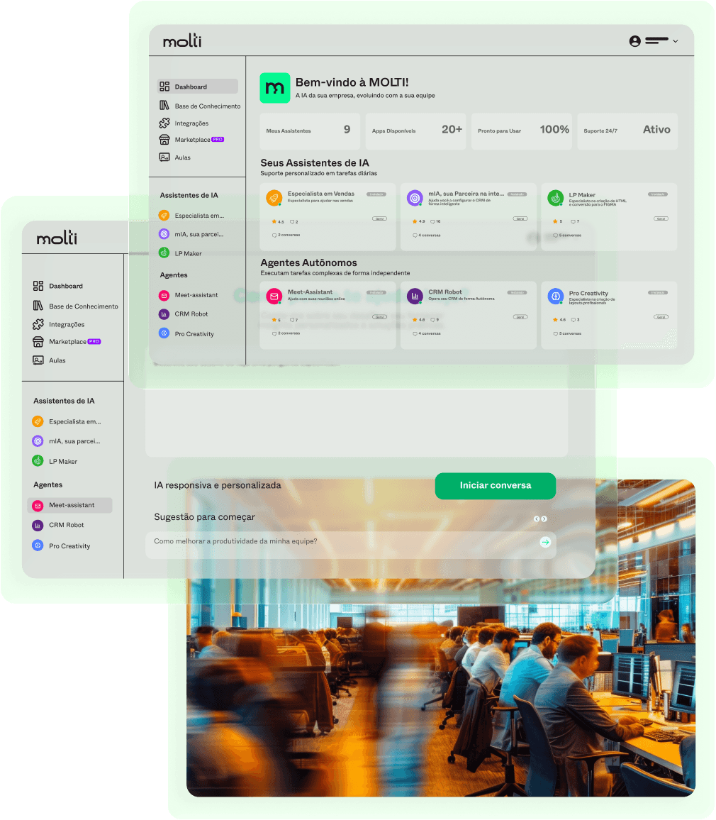 Dashboard da MOLTI no ambiente RE/MAX com os três agentes especializados já disponibilizados